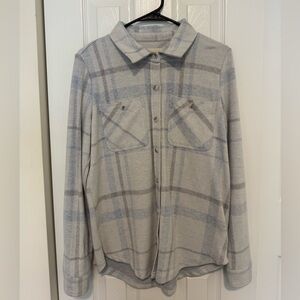 Light Blue Plaid Button-Up Shirt